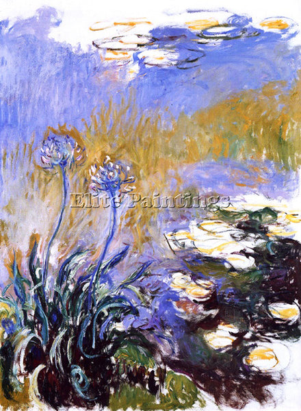 CLAUDE MONET CLES AGAPANTHES 1914 ARTIST PAINTING REPRODUCTION HANDMADE OIL DECO