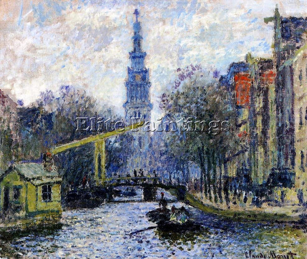 CLAUDE MONET CANAL IN AMSTERDAM ARTIST PAINTING REPRODUCTION HANDMADE OIL CANVAS