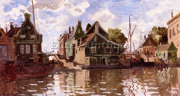 CLAUDE MONET CANAL IN ZAANDAM ARTIST PAINTING REPRODUCTION HANDMADE CANVAS REPRO