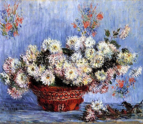 CLAUDE MONET CHRYSANTHEMUMS 1 ARTIST PAINTING REPRODUCTION HANDMADE CANVAS REPRO