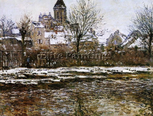 CLAUDE MONET CHURCH AT VETHEUIL SNOW ARTIST PAINTING REPRODUCTION HANDMADE OIL