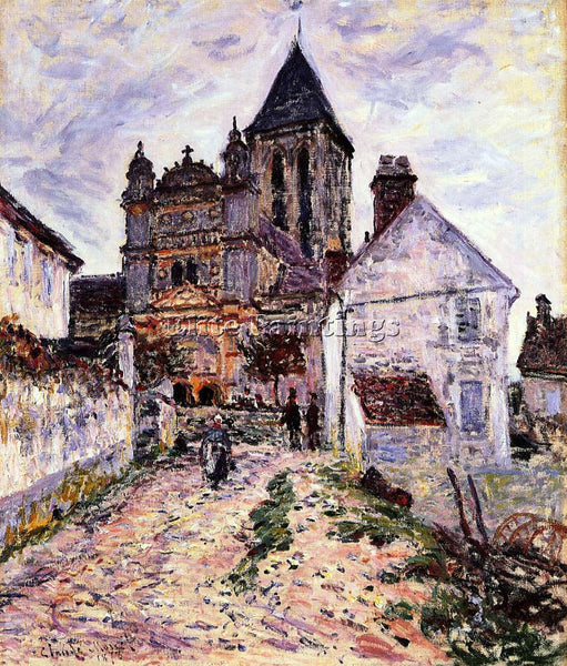 CLAUDE MONET CHURCH AT VETHEUIL ARTIST PAINTING REPRODUCTION HANDMADE OIL CANVAS