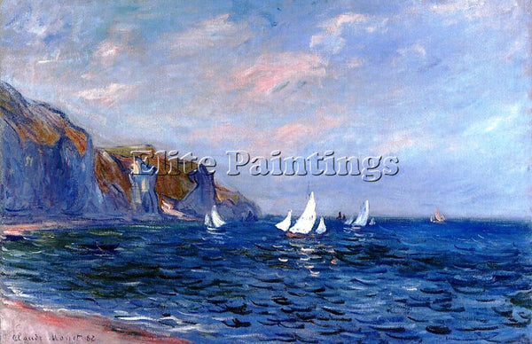 CLAUDE MONET CLIFFS AND SAILBOATS AT POURVILLE ARTIST PAINTING REPRODUCTION OIL