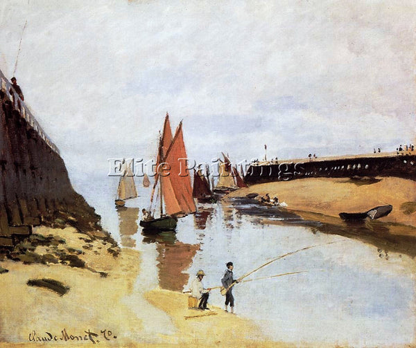 CLAUDE MONET ENTRANCE TO THE PORT OF TROUVILLE ARTIST PAINTING REPRODUCTION OIL