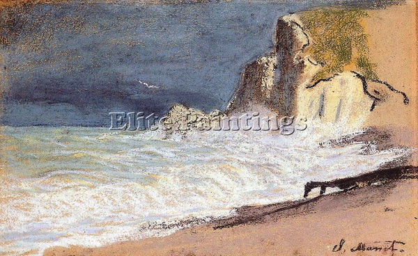 CLAUDE MONET ETRETAT AMONT CLIFF ROUGH WEATHER ARTIST PAINTING REPRODUCTION OIL