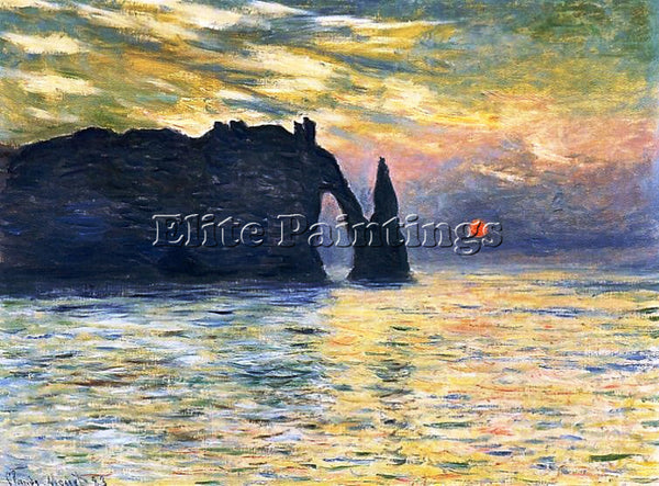 CLAUDE MONET ETRETAT SUNSET ARTIST PAINTING REPRODUCTION HANDMADE OIL CANVAS ART
