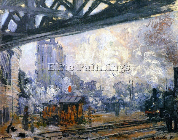 CLAUDE MONET EXTERIOR VIEW OF THE SAINT LAZARE STATION ARTIST PAINTING HANDMADE
