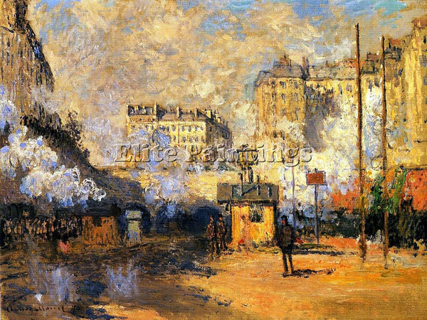 CLAUDE MONET EXTERIOR OF SAINT LAZARE STATION SUNLIGHT EFFECT PAINTING HANDMADE