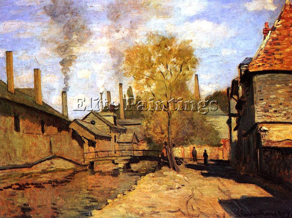 CLAUDE MONET FACTORIES AT DEVILLE NEAR ROUEN ARTIST PAINTING HANDMADE OIL CANVAS