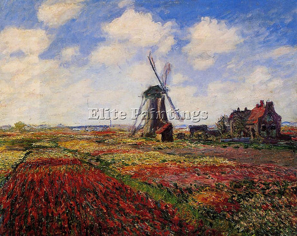 CLAUDE MONET FIELD OF TULIPS IN HOLLAND ARTIST PAINTING REPRODUCTION HANDMADE