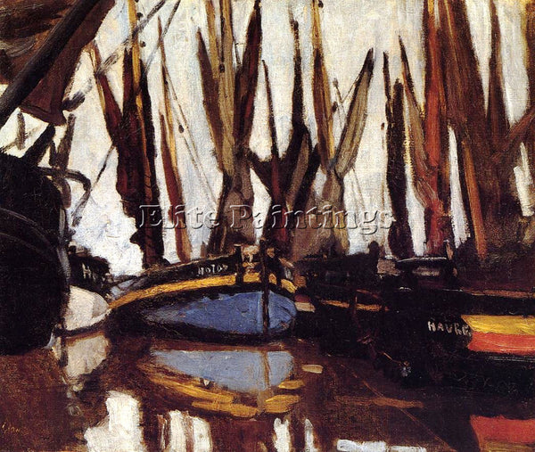 CLAUDE MONET FISHING BOATS STUDY ARTIST PAINTING REPRODUCTION HANDMADE OIL REPRO