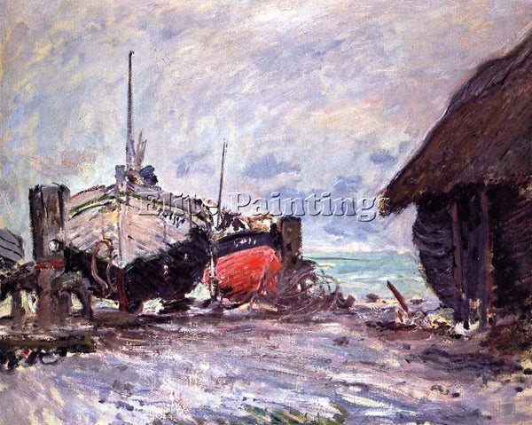 CLAUDE MONET FISHING BOATS AT ETRETAT ARTIST PAINTING REPRODUCTION HANDMADE OIL