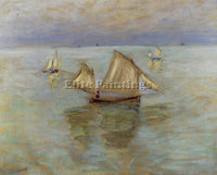CLAUDE MONET FISHING BOATS AT POURVILLE ARTIST PAINTING REPRODUCTION HANDMADE
