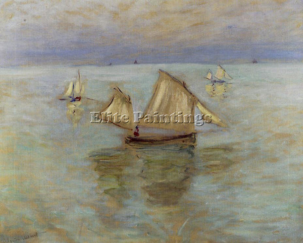 CLAUDE MONET FISHING BOATS AT POURVILLE ARTIST PAINTING REPRODUCTION HANDMADE