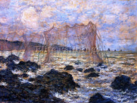 CLAUDE MONET FISHING NETS AT POURVILLE ARTIST PAINTING REPRODUCTION HANDMADE OIL