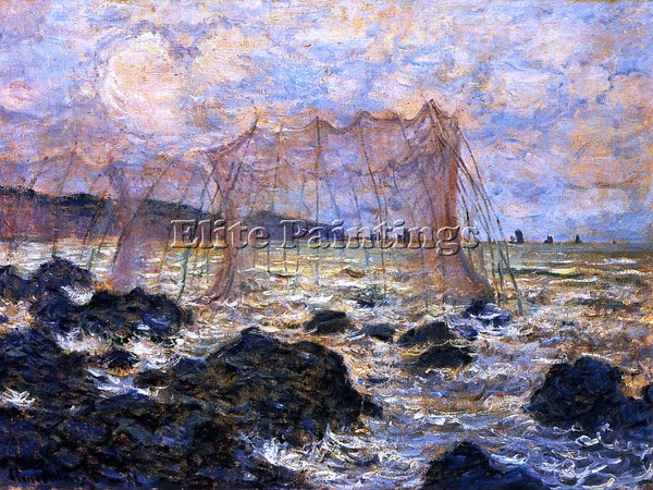CLAUDE MONET FISHING NETS AT POURVILLE ARTIST PAINTING REPRODUCTION HANDMADE OIL