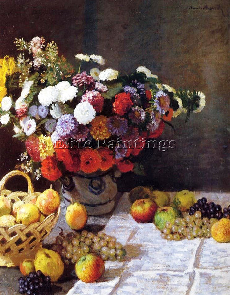 CLAUDE MONET FLOWERS AND FRUIT ARTIST PAINTING REPRODUCTION HANDMADE OIL CANVAS