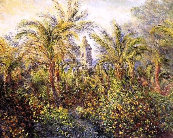 CLAUDE MONET GARDEN IN BORDIGHERA MORNING EFFECT ARTIST PAINTING HANDMADE CANVAS