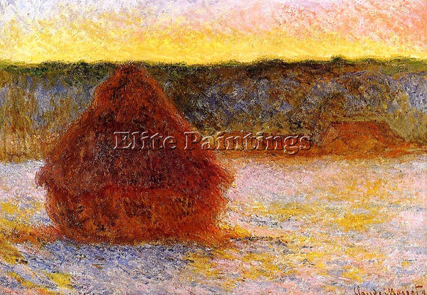 CLAUDE MONET GRAINSTACK AT SUNSET WINTER ARTIST PAINTING REPRODUCTION HANDMADE