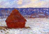 CLAUDE MONET GRAINSTACK IN OVERCAST WEATHER SNOW EFFECT ARTIST PAINTING HANDMADE