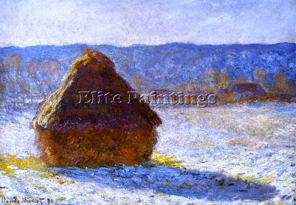 CLAUDE MONET GRAINSTACK IN THE MORNING SNOW EFFECT ARTIST PAINTING REPRODUCTION