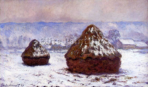 CLAUDE MONET GRAINSTACKS SNOW EFFECT ARTIST PAINTING REPRODUCTION HANDMADE OIL
