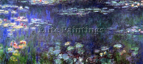 CLAUDE MONET GREEN REFLECTION LEFT HALF ARTIST PAINTING REPRODUCTION HANDMADE