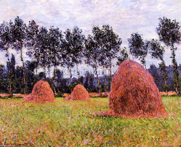CLAUDE MONET HAYSTACKS OVERCAST DAY ARTIST PAINTING REPRODUCTION HANDMADE OIL