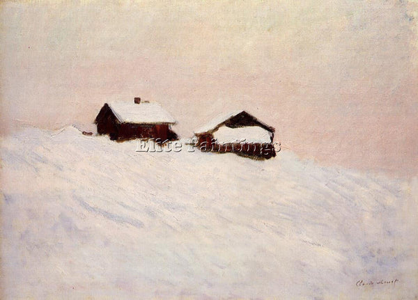 CLAUDE MONET HOUSES IN THE SNOW ARTIST PAINTING REPRODUCTION HANDMADE OIL CANVAS