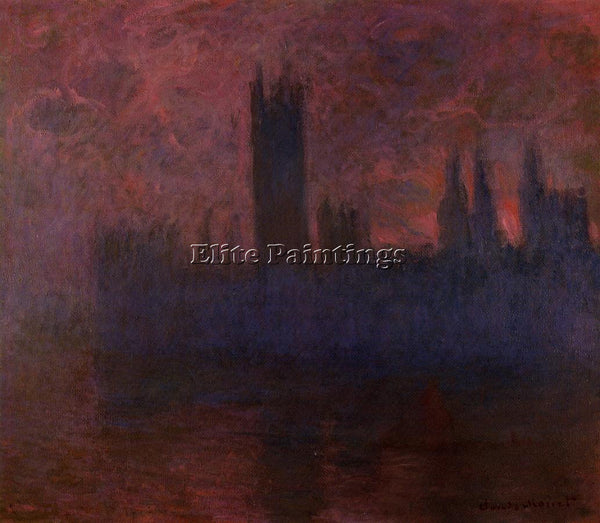 CLAUDE MONET HOUSES OF PARLIAMENT LONDON SYMPHONY IN ROSE ARTIST PAINTING CANVAS