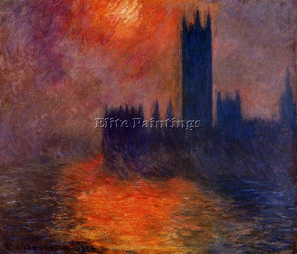 CLAUDE MONET HOUSES OF PARLIAMENT SUNSET 1 ARTIST PAINTING REPRODUCTION HANDMADE