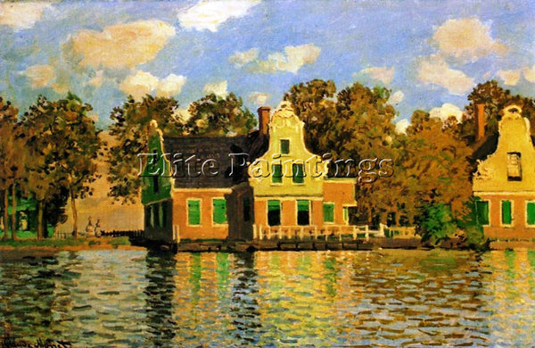 CLAUDE MONET HOUSES ON THE ZAAN RIVER AT ZAANDAM ARTIST PAINTING HANDMADE CANVAS