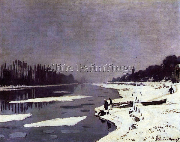 CLAUDE MONET ICE FLOES ON THE SEINE AT BOUGIVAL ARTIST PAINTING REPRODUCTION OIL