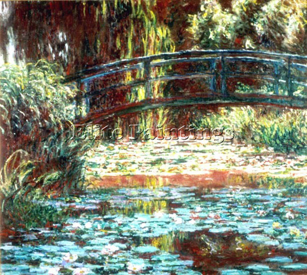 CLAUDE MONET JAPANESE BRIDGE 1920 ARTIST PAINTING REPRODUCTION HANDMADE OIL DECO