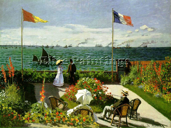 CLAUDE MONET LA TERRASSE DE SAINT ADRESSE ARTIST PAINTING REPRODUCTION HANDMADE