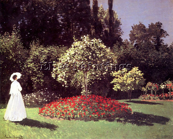 CLAUDE MONET LADY IN THE GARDEN AT SAINTE ADRESSE 1867 ARTIST PAINTING HANDMADE