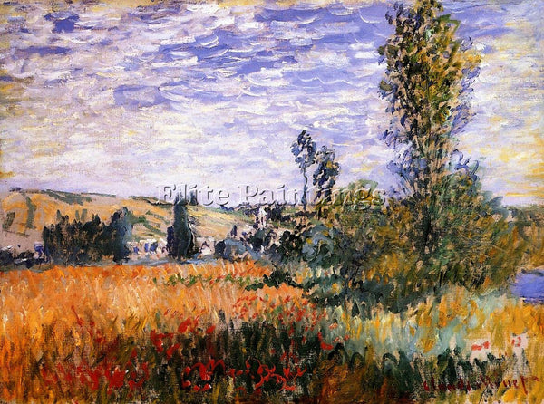 CLAUDE MONET LANDSCAPE AT VETHEUIL ARTIST PAINTING REPRODUCTION HANDMADE OIL ART