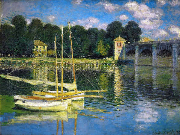 CLAUDE MONET LE PONT D ARGENTEUIL 1874 ARTIST PAINTING REPRODUCTION HANDMADE OIL