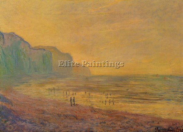CLAUDE MONET LOW TIDE AT POURVILLE MISTY WEATHER ARTIST PAINTING HANDMADE CANVAS