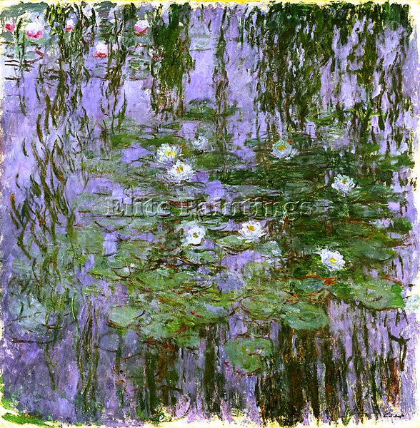 CLAUDE MONET NYMPHOS BLEUS 1919 ARTIST PAINTING REPRODUCTION HANDMADE OIL CANVAS