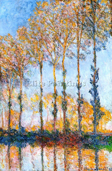 CLAUDE MONET POPLARS WHITE AND YELLOW EFFECT ARTIST PAINTING HANDMADE OIL CANVAS
