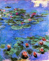 CLAUDE MONET RED WATER LILIES ARTIST PAINTING REPRODUCTION HANDMADE CANVAS REPRO
