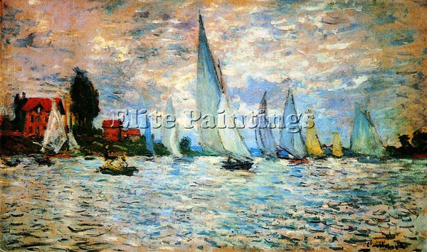 CLAUDE MONET REGATTA AT ARGENTEUIL 2 ARTIST PAINTING REPRODUCTION HANDMADE OIL