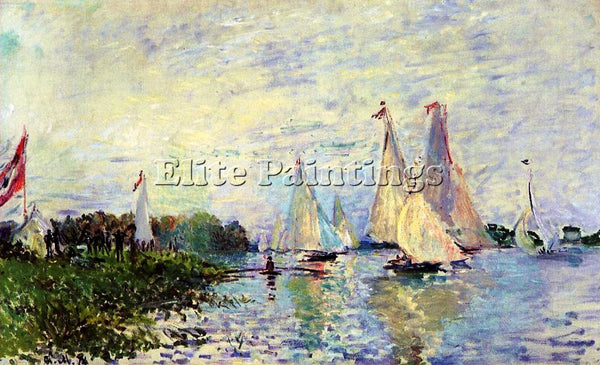 CLAUDE MONET REGATTA AT ARGENTEUIL 3 ARTIST PAINTING REPRODUCTION HANDMADE OIL