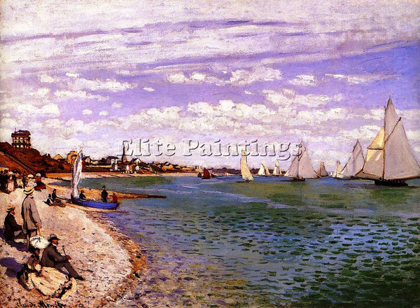 CLAUDE MONET REGATTA AT SAINTE ADRESSE ARTIST PAINTING REPRODUCTION HANDMADE OIL