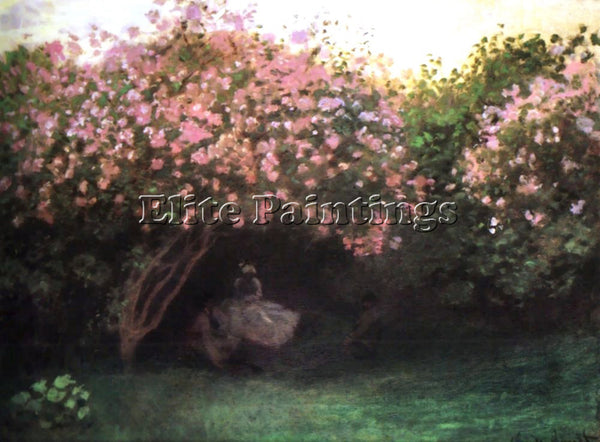 CLAUDE MONET REST UNDER THE LILIACS ARTIST PAINTING REPRODUCTION HANDMADE OIL
