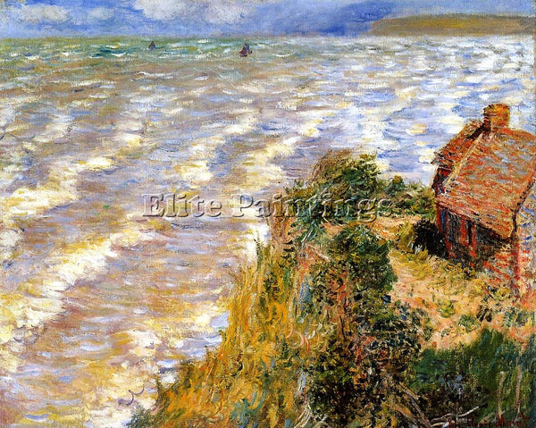 CLAUDE MONET RISING TIDE AT POURVILLE ARTIST PAINTING REPRODUCTION HANDMADE OIL