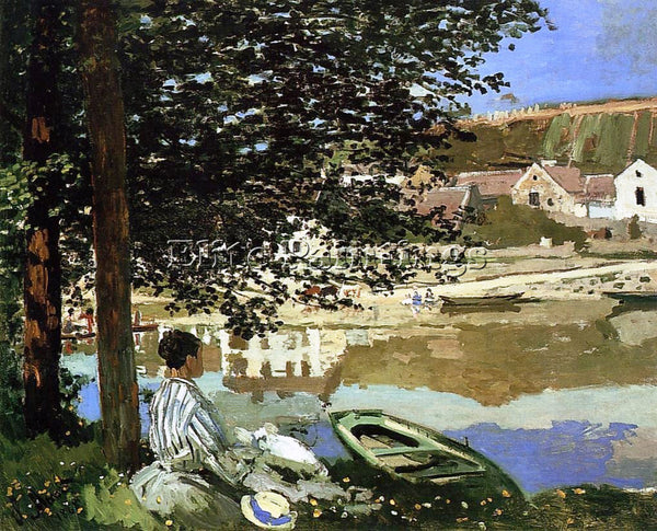 CLAUDE MONET RIVER SCENE AT BENNECOURT ARTIST PAINTING REPRODUCTION HANDMADE OIL