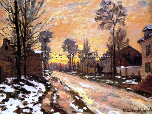 CLAUDE MONET ROAD AT LOUVECIENNES MELTING SNOW SUNSET ARTIST PAINTING HANDMADE