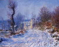 CLAUDE MONET ROAD TO GIVERNY IN WINTER ARTIST PAINTING REPRODUCTION HANDMADE OIL